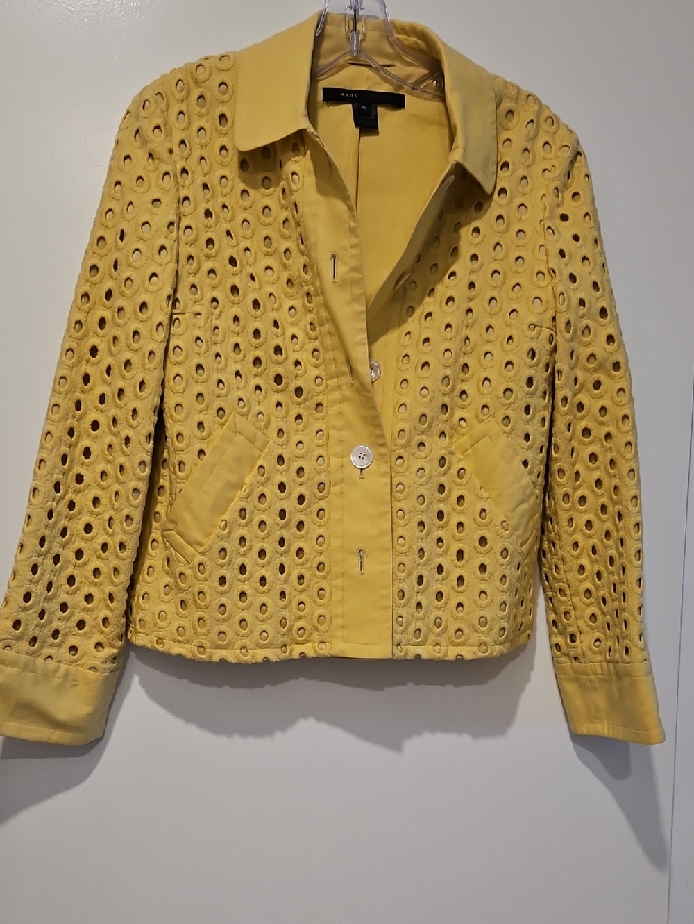 Marc Jacobs Yellow Eyelet Cotton Blazer